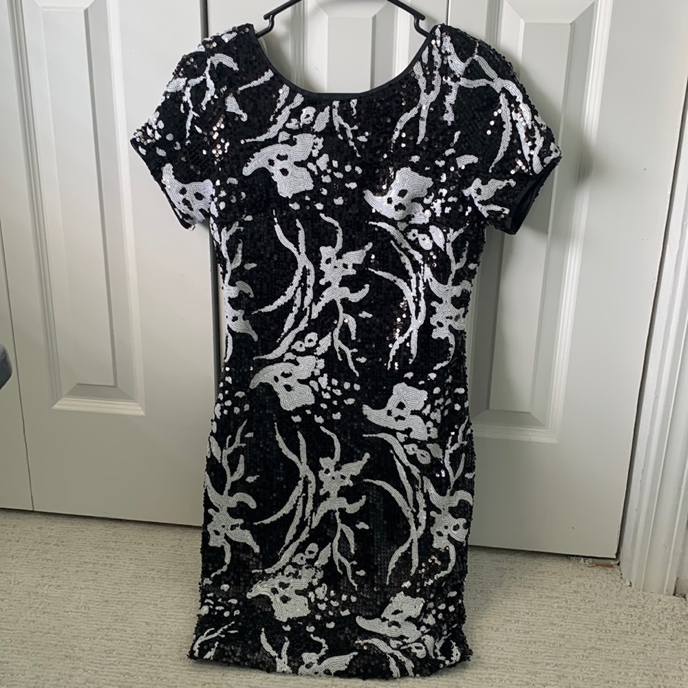 Black & white sequin dress